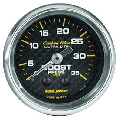 Auto Meter 4704 Carbon Fiber Mechanical Boost Gauge 0-35 psi 2 1/6'' 52m