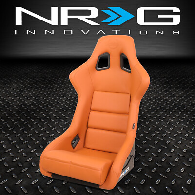 Ковшеобразное гоночное сиденье NRG Innovations FRP-302BR-V из коричневого винила с фиксированной спинкой большого размера