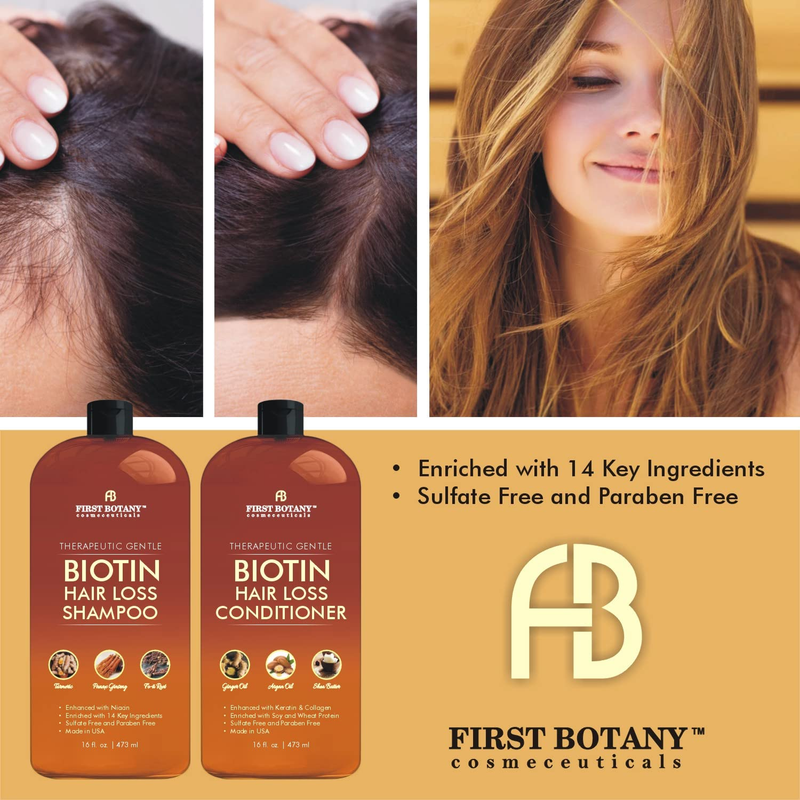 Champu y Acondicionador Biotina Pro-Crecimiento 16 Oz Anticaida Natural 2 PCS
