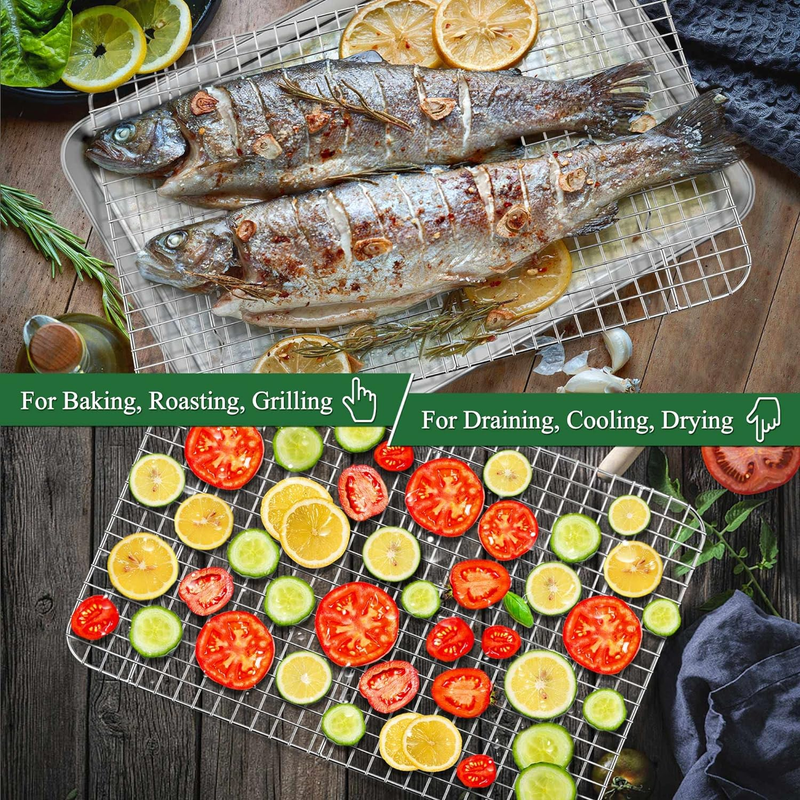 Baking Sheets and Racks Set (2 Pans + 2 Racks), Stainless Steel Baking Sheet Ove