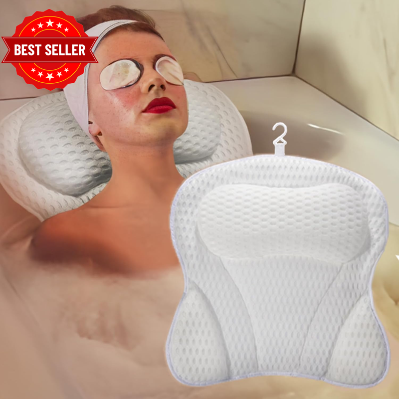 Luxury Bath Pillow for Bathtub & Tub - Non-Slip Spa Pillow with 6 Strong Suction