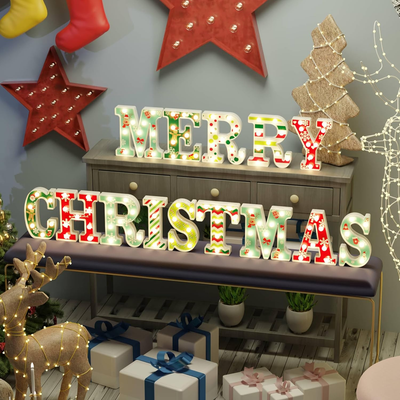Christmas Decorations Indoor 14 LED Letters Christmas Lights