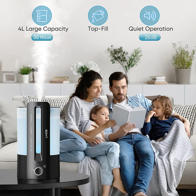 Humidifiers for Large Room,4L Humidifiers for Bedroom,Top Fill Cool Mist Humidif