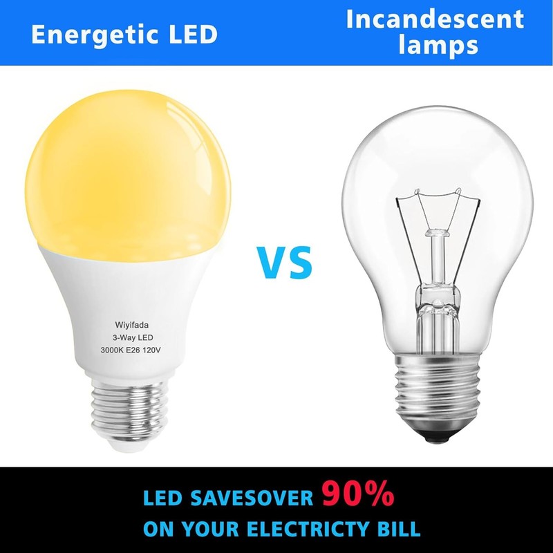 3 Way LED Light Bulbs 2 Pack, 30 70 100 Watt Equivalent, Soft White 3000K