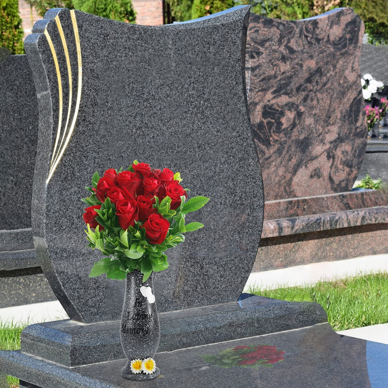 Memorial Cemetery Vase w/ Stakes Grave Marker Floral Holder for Fresh/Artificial