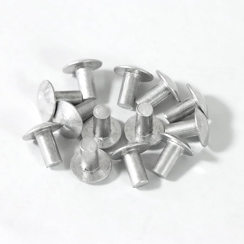 100-Pack 3/16" Aluminum Brazier Head Rivets for Boats and Repairs