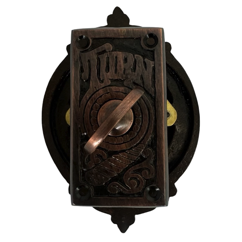 Antique Replica Non Electric Hand Crank Twist Doorbell in Bronze