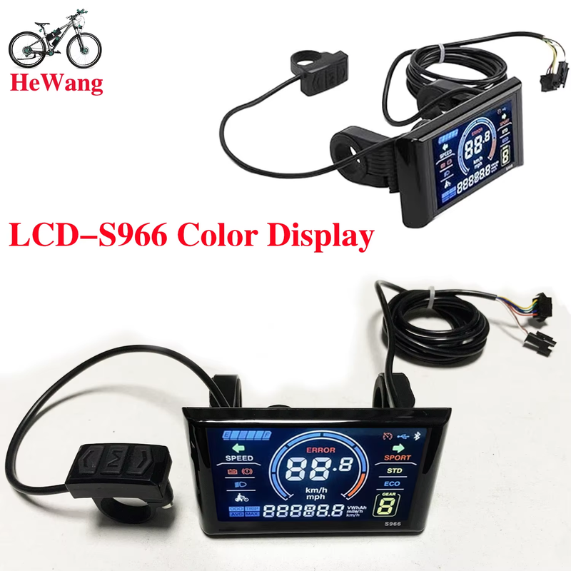 24V 36V 48V-72V E-Bike LCD-S966 Color Display Control Panel 5+2Pin SM Plug for U