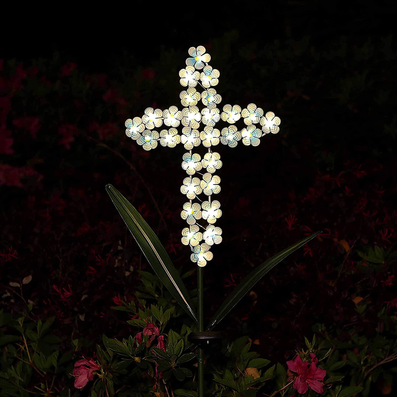 40 Inch Solar Powered Cross Lights Stake