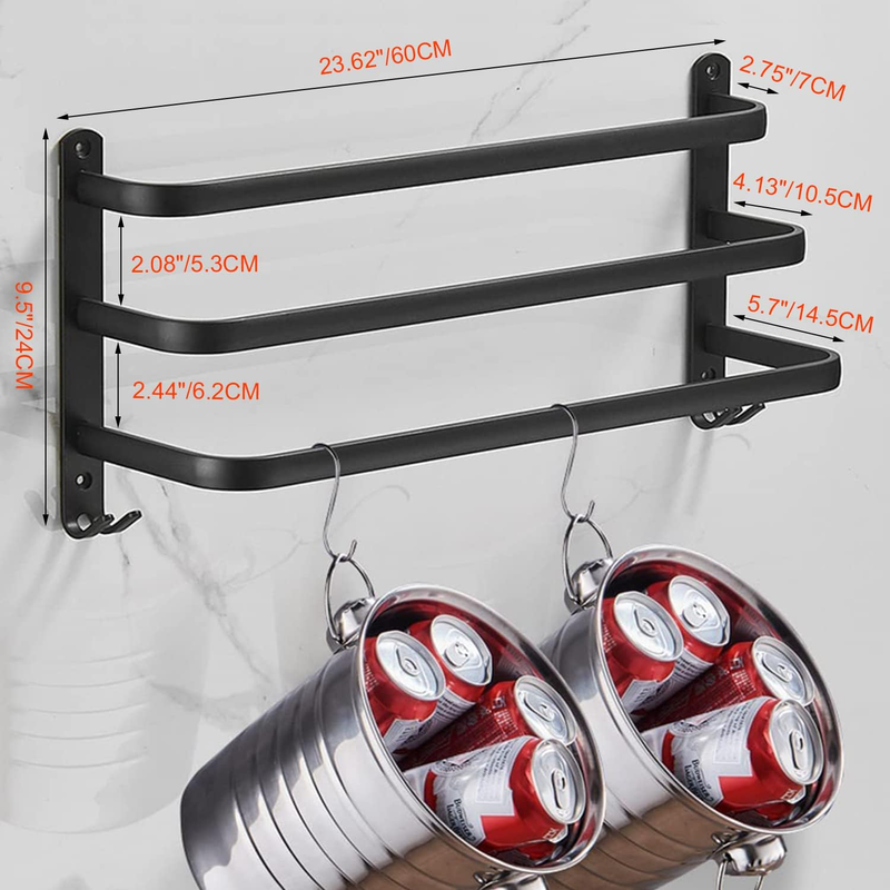 60CM Towel Bar Towel Rack Bathroom, Bathroom Accessories Set, 60cm Bathroom Towe