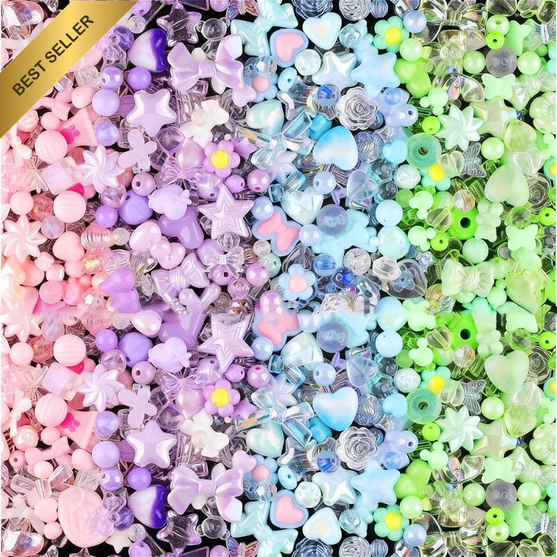 Acrylic Beads for Bracelet Making, 180-240PCS Cute Flower Bow Butterfly Gummy Be