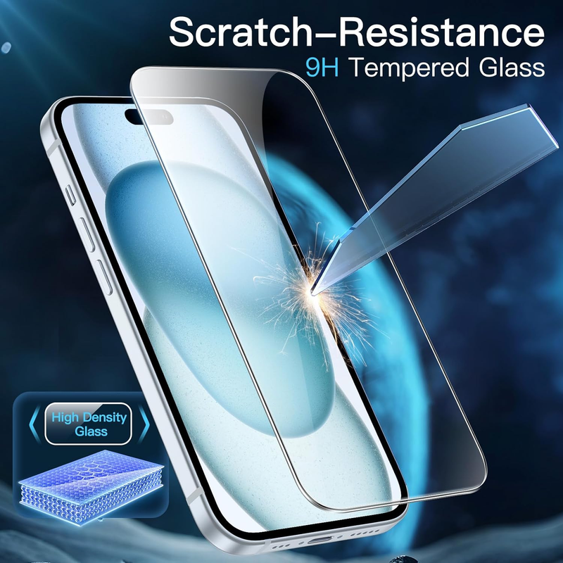 Screen Protector for iPhone 15 Plus 6.7-Inch, Bubble Free, Tempered Glass Film w