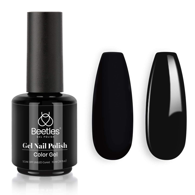 Beetles Gel Nail Polish, 1 Pcs 15Ml Audrey Black Color Soak off Gel Polish Nail