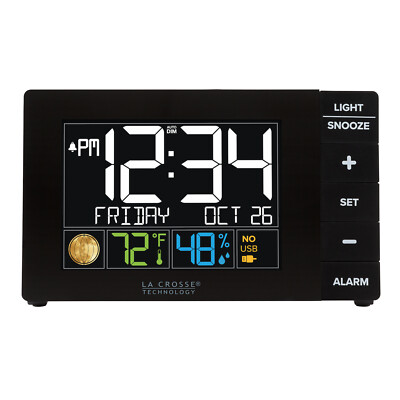 W88723 La Crosse Technology Multi-Color Alarm Clock with USB Charging Port