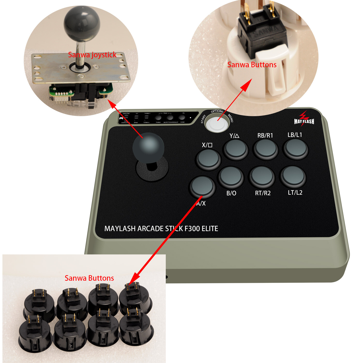 MAYFLASH Arcade Stick F300 Elite with Sanwa Buttons and Sanwa Joysticks f New MAYFLASH Arcade Stick F300 Elite with Sanwa Buttons and Sanwa Joysticks f New