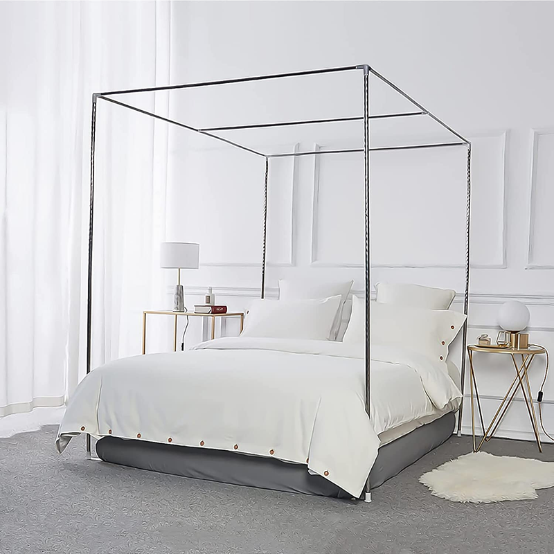 Bed Frame Stainless Steel Queen Size Bed Canopy Frame & Bed Poles, Fit Fo