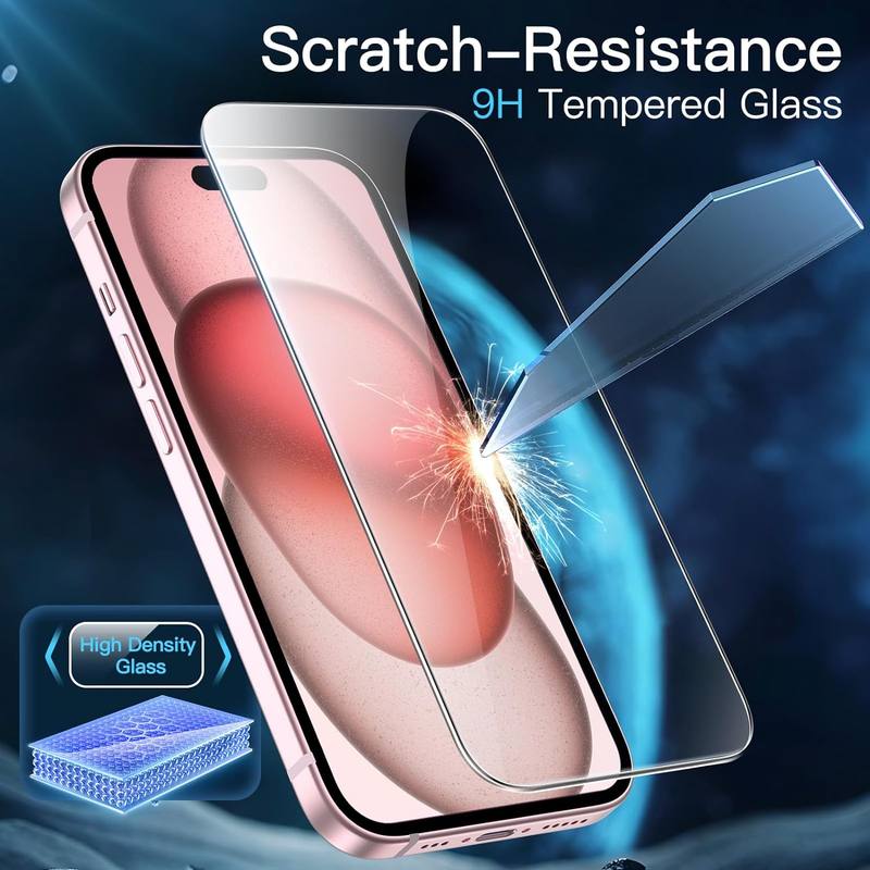 Screen Protector for iPhone 15 6.1-Inch, Tempered Glass Film with Easy Installat