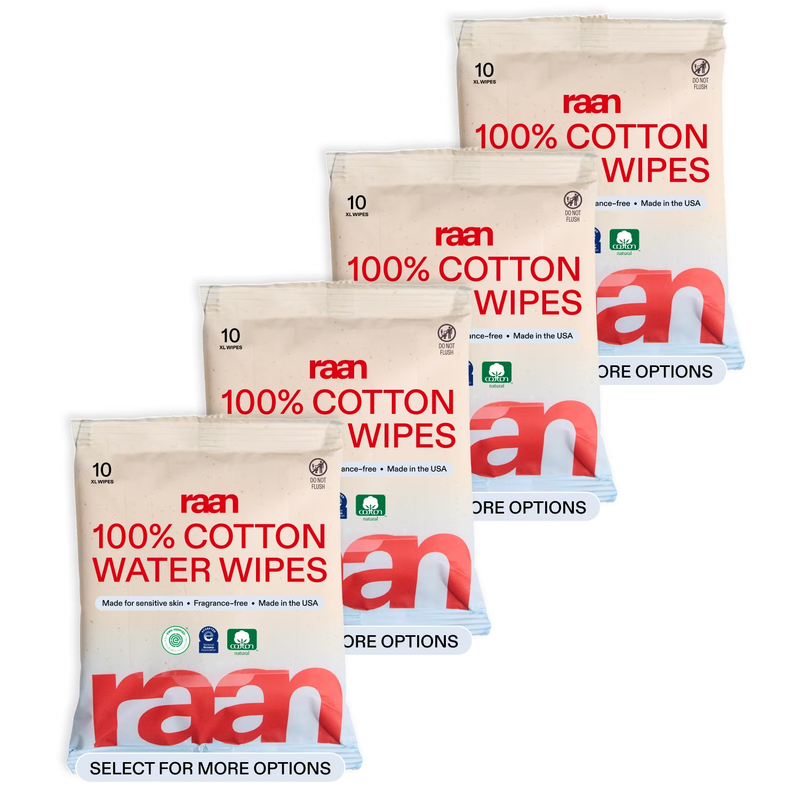 100% Cotton Water Wipes, Face Wipes for Sensitive Skin, 40 Count (4 Travel Packs