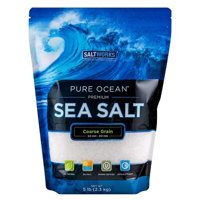  Pure Ocean Sea Salt, Coarse Grain, 5 Pound Bag