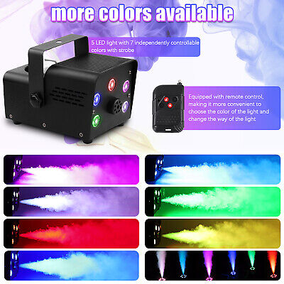 RGB Smoke Fog Machine 500W DJ Party Wedding Stage Light Muti-color LED w/Remote