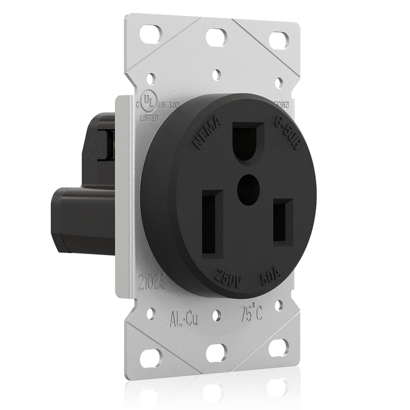 50 Amps 250V Flush Mounting Power Outlet, NEMA 6-50R Receptacle