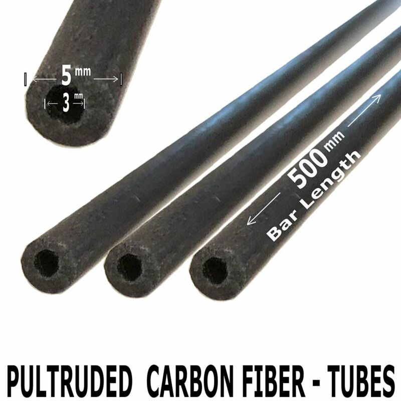 (4) Piece - 5mm x 3mm x 1000mm Carbon Fiber Tube - Pultruded Round Tube...