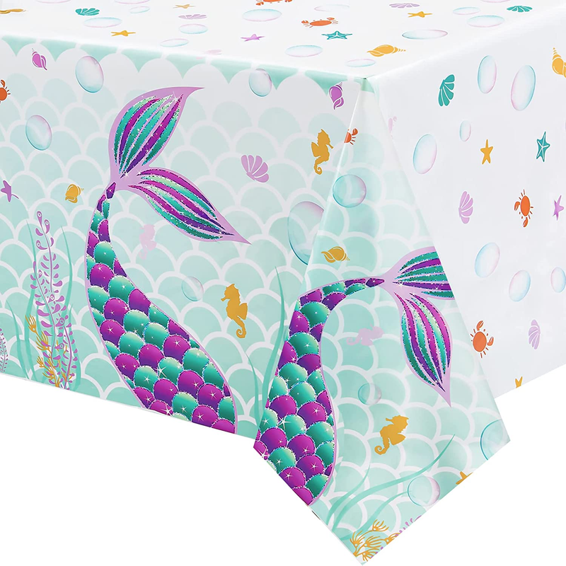 - 2 Pack 108''&times;54'' Disposable Printed Plastic Tablecloth Pa