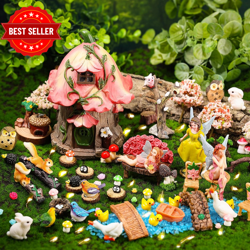 99 Pcs Fairy Garden House Resin Accessories Fairy Elves Kit Miniature Fairy Figu