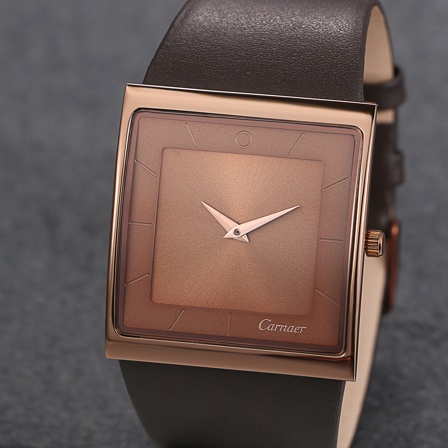 Men's Simple Casual Leather Strap Square Dial Quartz Analog
