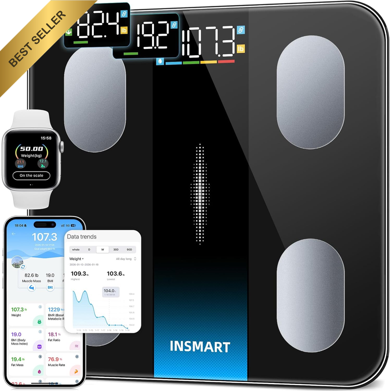 Smart Bathroom Scales for Body Weight and Fat Percentage,  Bluetooth Accurate We