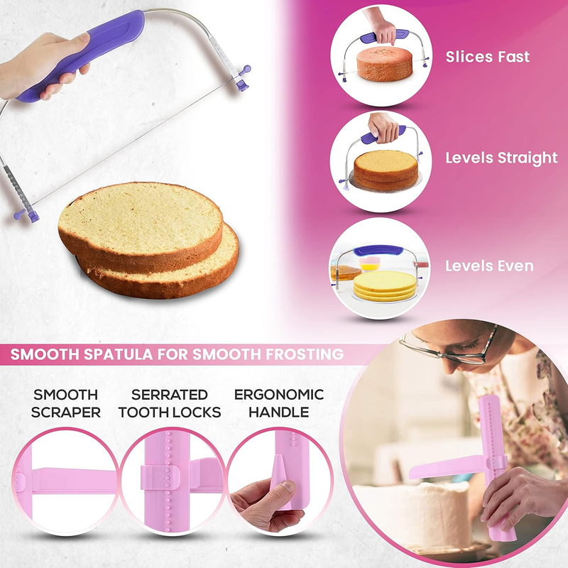 200 PCs Cake Decorating Kit with Cake Turntable-48 Numbered Easy to use Icing Ti