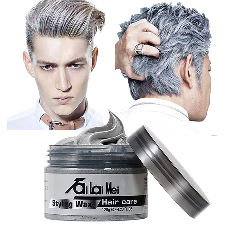 Temporary Silver Gray Hair Wax 4.23Oz, Instant Hairstyle Mud Cream, Hair Pomades
