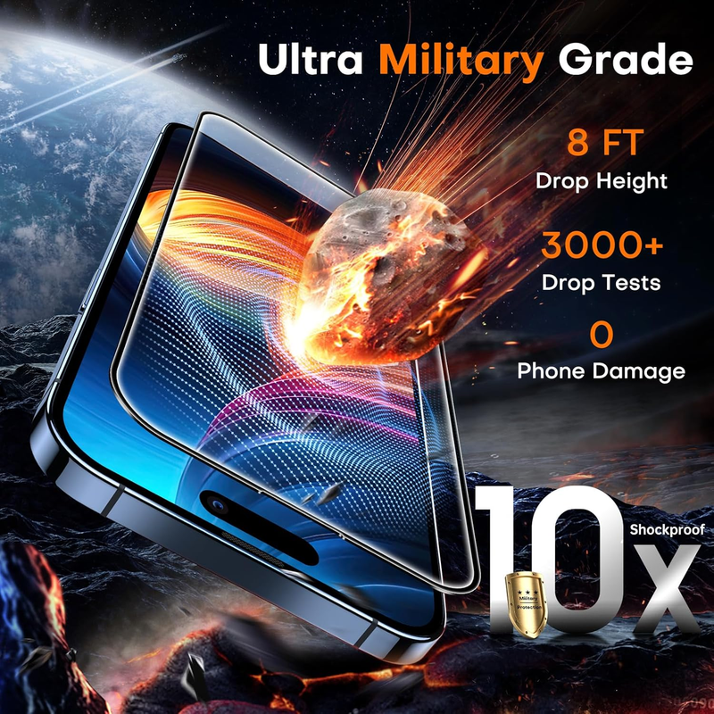 2 Pack for iPhone 15 Pro Max Screen Protector [Instant Installation][Auto-Dust R