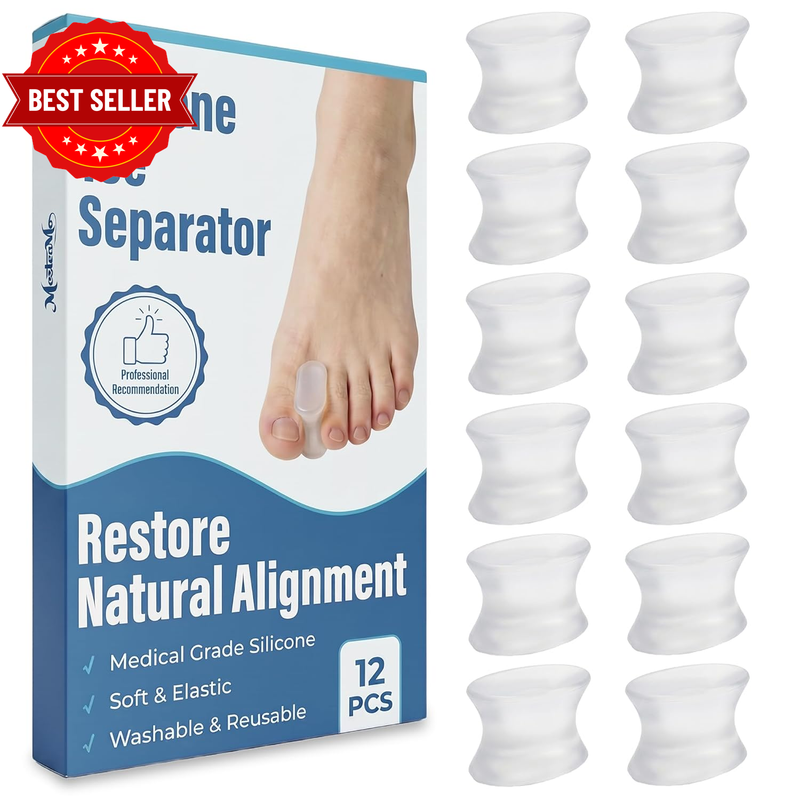 12 Pack Gel Toe Separators Spacers Bunion Pads Aloe Infused Clear Medium
