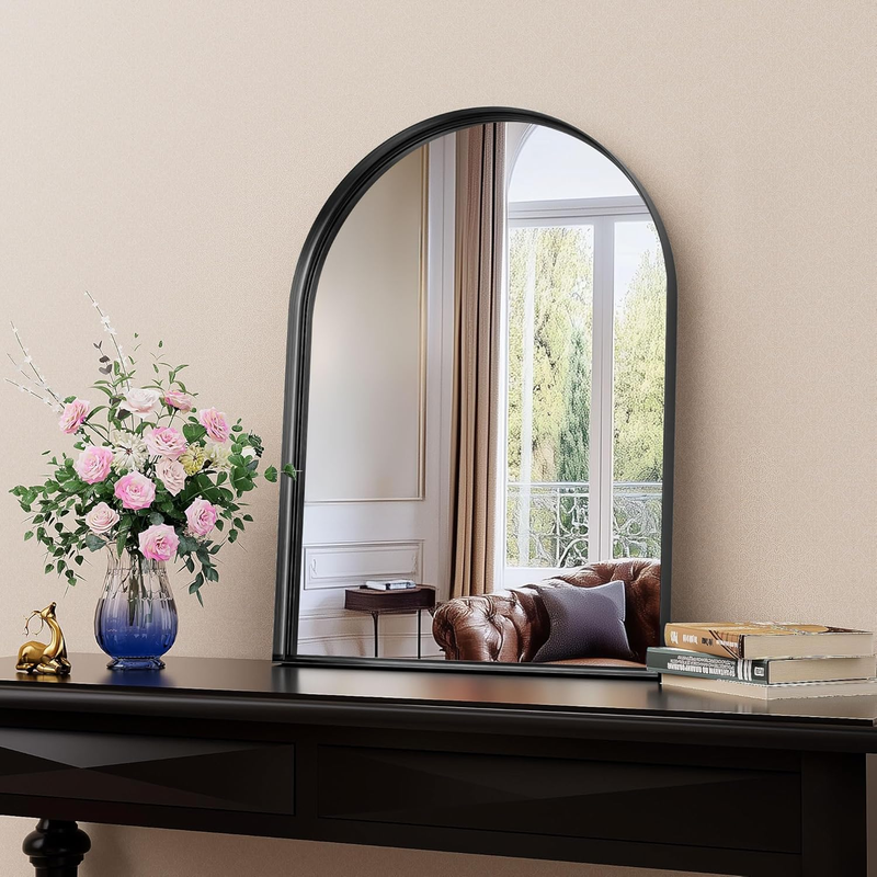 Arched Bathroom Mirror, 22X30 Inch Black Arched Wall Mirror with Metal Deep Frame, Arch Mirrors for Wall Decor, Vanity, Entryway, Living Room