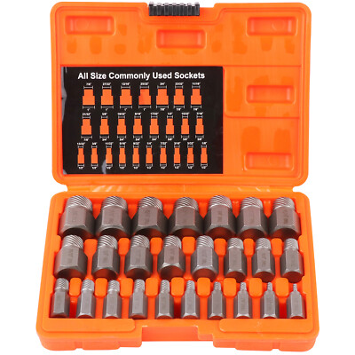 25Pcs Screw Extractor Set Hex Head Multi-Spline Easy Out Bolt Extractor Set CrMo