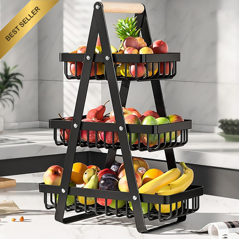 Fruit Basket, Metal Mesh Countertop Bowl for Kitchen, Vegetable Produce Holder O