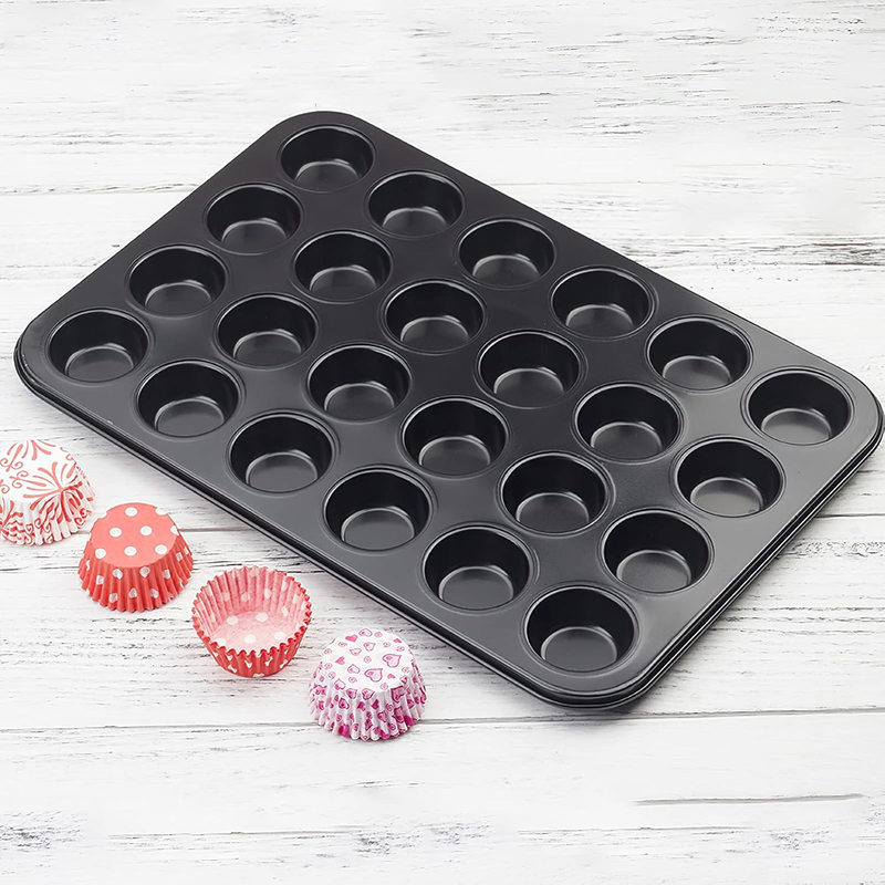 24-Cup Nonstick Mini Cupcake & Muffin Pans, Carbon Steel Baking Pans, Cake Mould