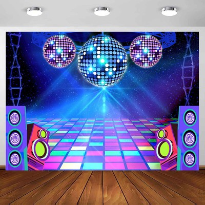 Disco Backdrop 7 x 5 ft Retro Dance Party 70s 80s 90s Theme Stage Dance Backg...