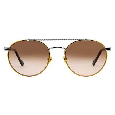 Pre-owned Porta Romana Round Sunglasses Mod12 12a2 Silver/gold 55mm Mod12