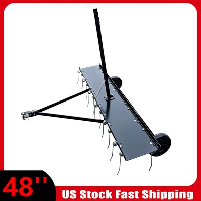 Steel Tow Behind Dethatcher 48'' Lawn Dethatcher Rake for ATV or Mower 24 Tines