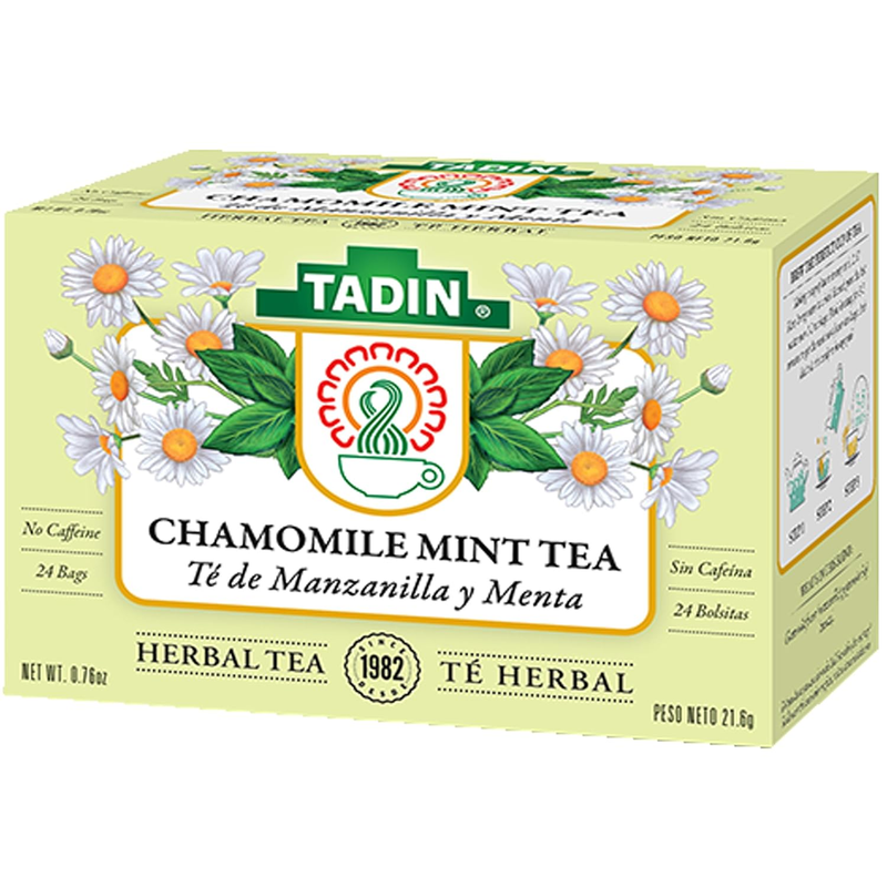 Tadin Chamomile Mint Herbal Tea - No Caffeine, 24 Tea Bags (Manzanilla)