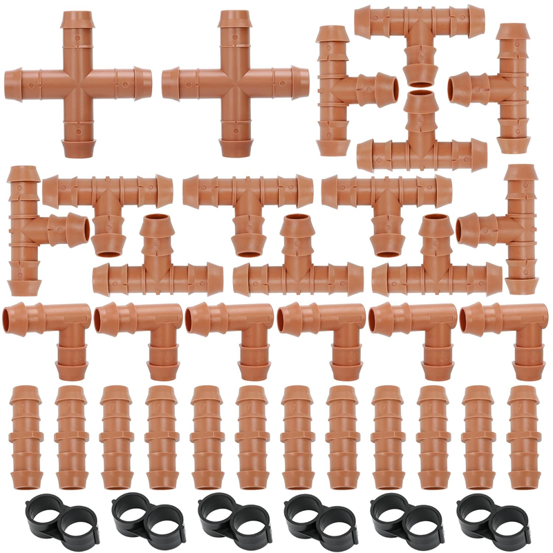 Drip Irrigation Kit 36 Pcs Fittings 1/2 Inch Barbed Connectors for Drip Tubing