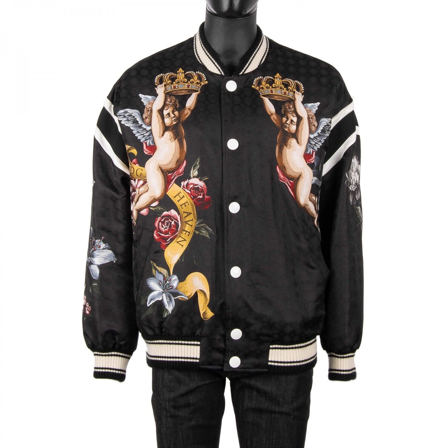 Dolce & Gabbana Baroque Angel Crown Bomber Jacket Dg Heaven Dolce & Gabbana Baroque Angel Crown Bomber Jacket Dg Heaven