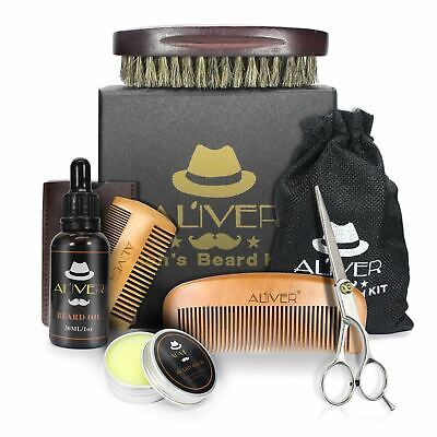 6pcs Men's Beard Care Shampoo Balm Oil Brush Comb Gift Kit Grooming Shaving Set