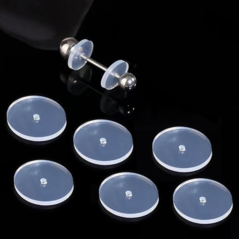 0.47 Inch Silicone Earring Backs Stoppers for Piercings, Clear Discs, 12Mm, Non-