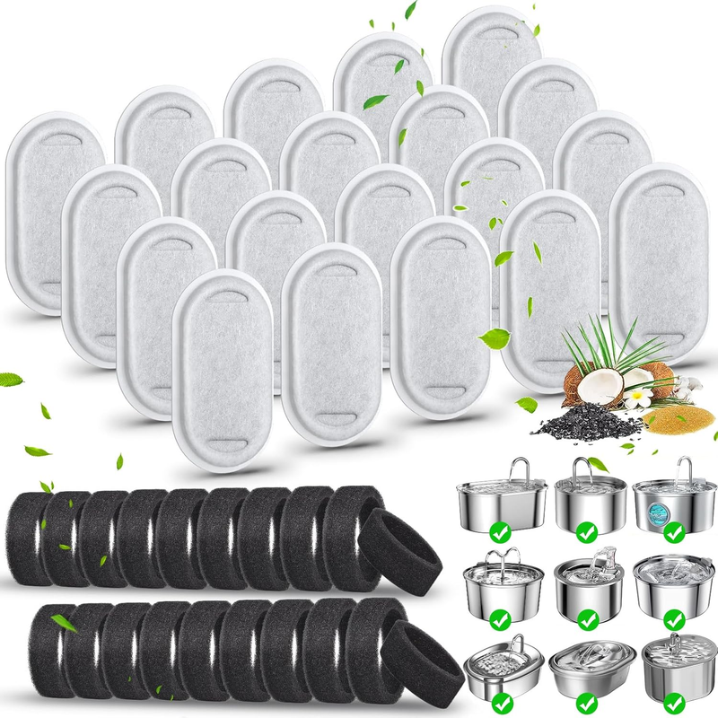 40 Pack Cat Water Fountain Filters-Cat Fountain Replacement Filters for Stainles