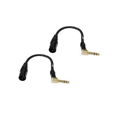 Audio 2000s E14101P2 1/4'' TRS Right Angle to XLR Male 1 Ft Audio Cable (2 Pack)