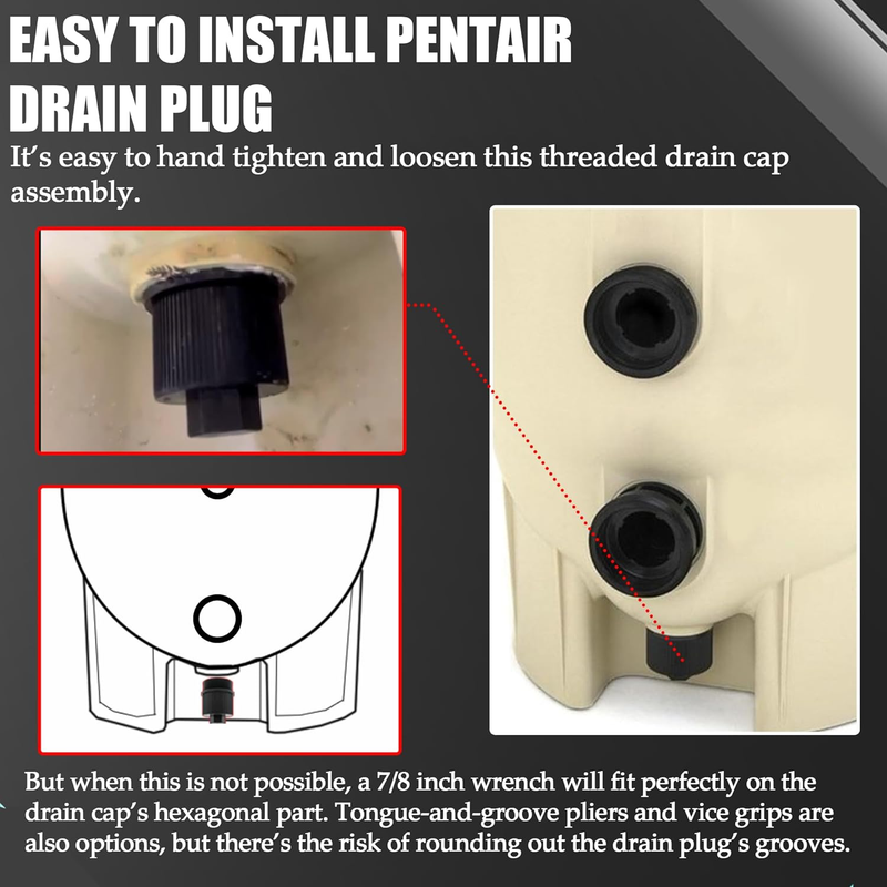 Drain Plug Cap Assembly Replaces 190030 Fits for Pool and Spa Filter for Pentair