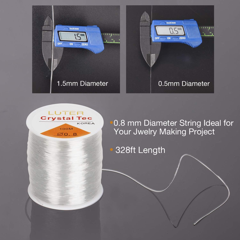 328ft 0.8 mm Clear Bead Cord Crystal Elastic Stretchy Bracelet String for Jewelr